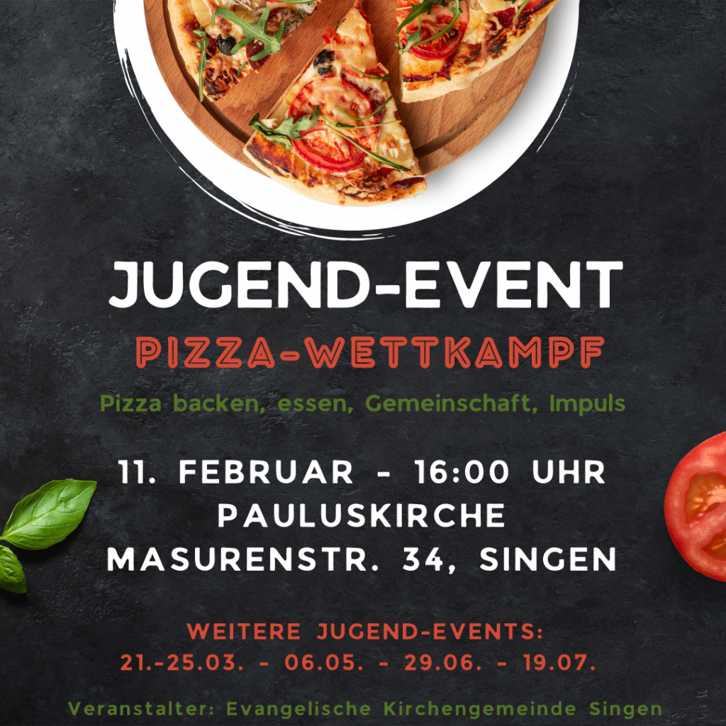 Gemeinsam Pizza backen, essen, Gemeinschaft und Impuls, am 11. Februar um 16 Uhr 